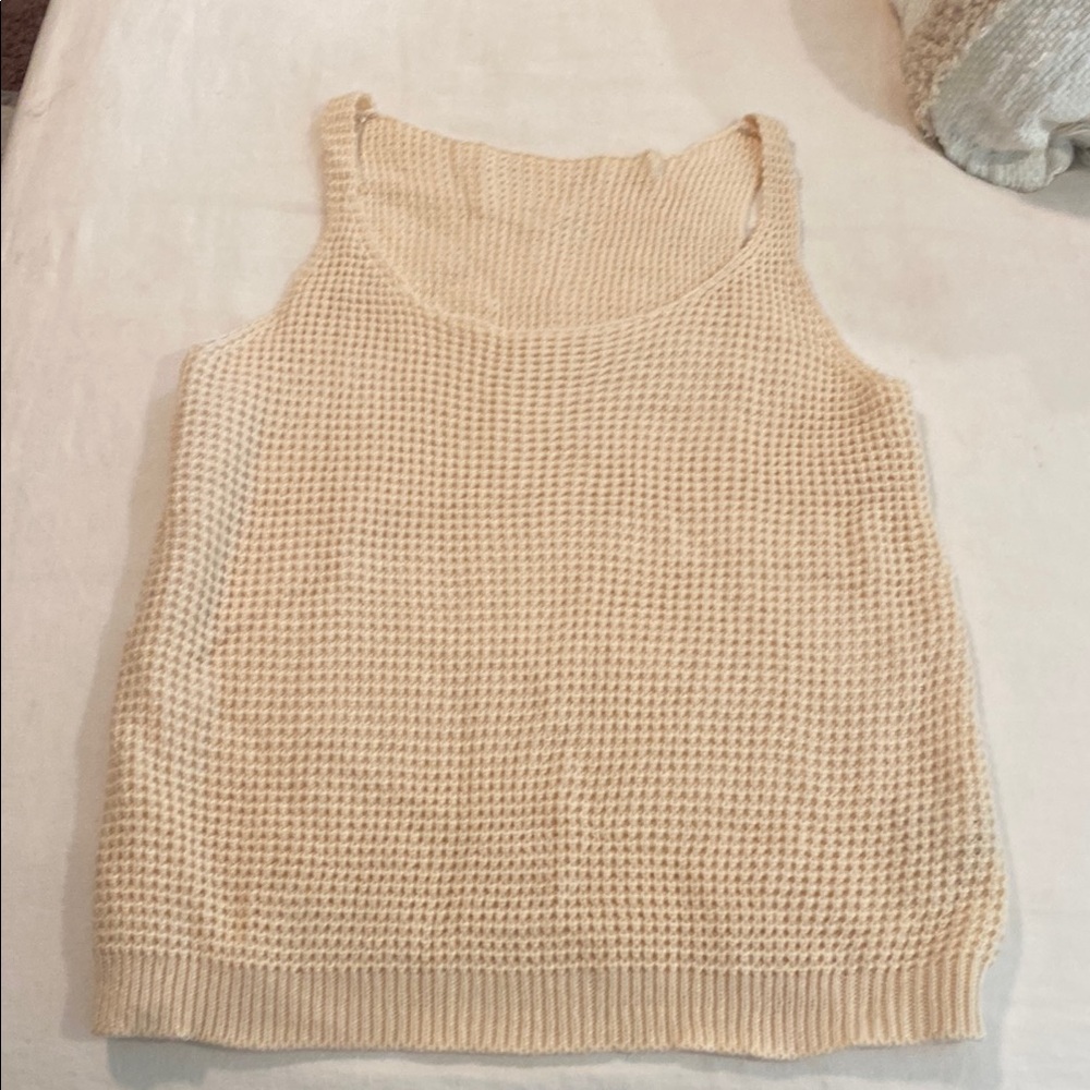 SHEIN Cream Ribbed Boxy Tank Top